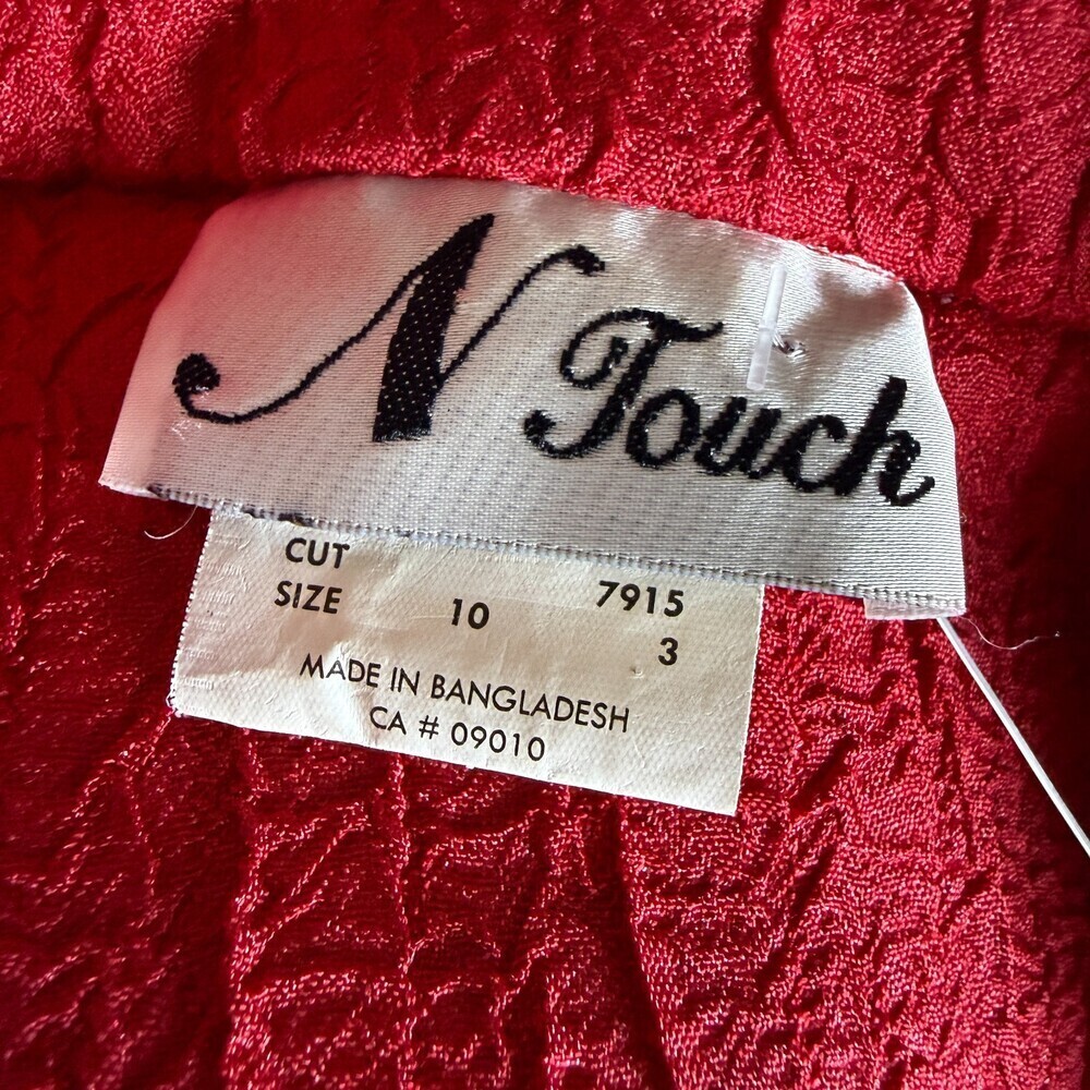 N Touch Vintage Red Crinkled Texture Women's Jacket, Sz 10, Pockets Y2K Business - Picture 13 of 16